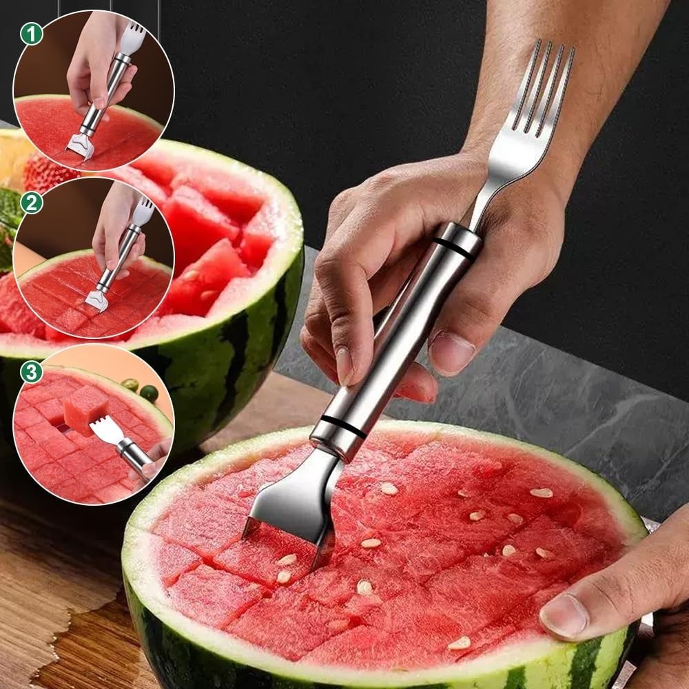 Watermelon Slicer Cutter - 2'si 1 Arada Paslanmaz Çelik Meyve